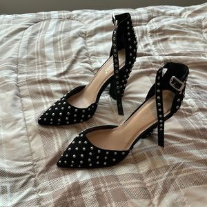 Black and silver heels